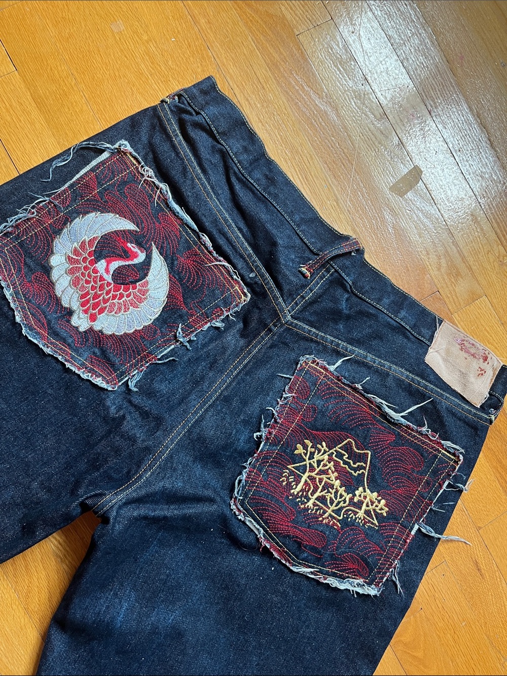 RMC baggy jeans, unique embroidery